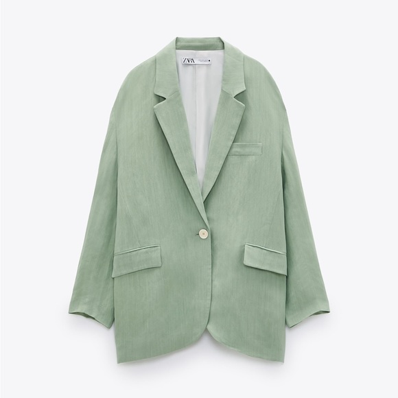 Lovely Zara green blazer mint UK XL LG006 main image 1